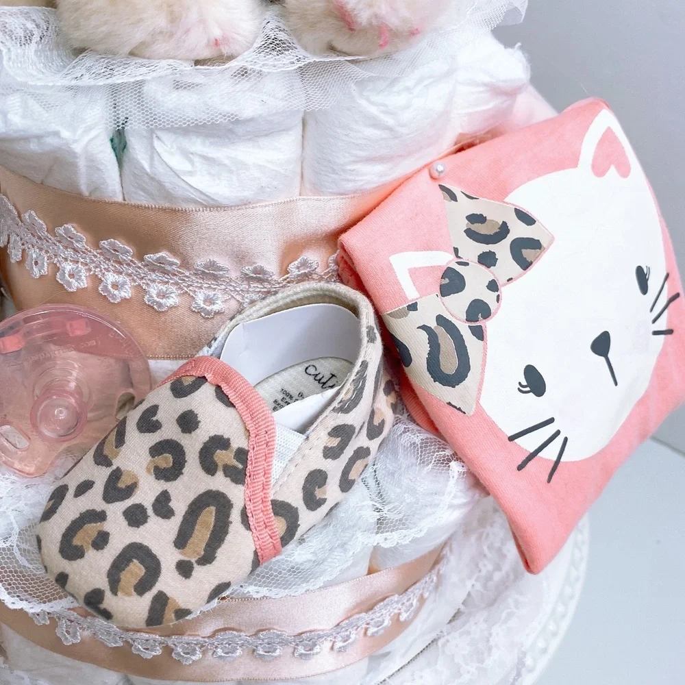 Kitten Girl Diaper Cake, Baby shower gift